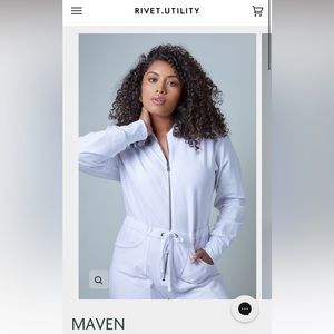 Rivet Utility Maven Jumpsuit - White Terry Cloth - L (10-12)